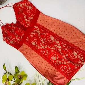 Revamped red lace dress size M